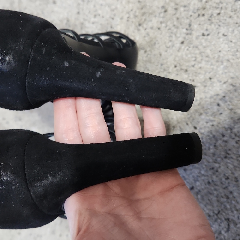 Hermès Moon Sandal Strappy Suede Heel Size 39 1/2 Authentic - Picture 14 of 16